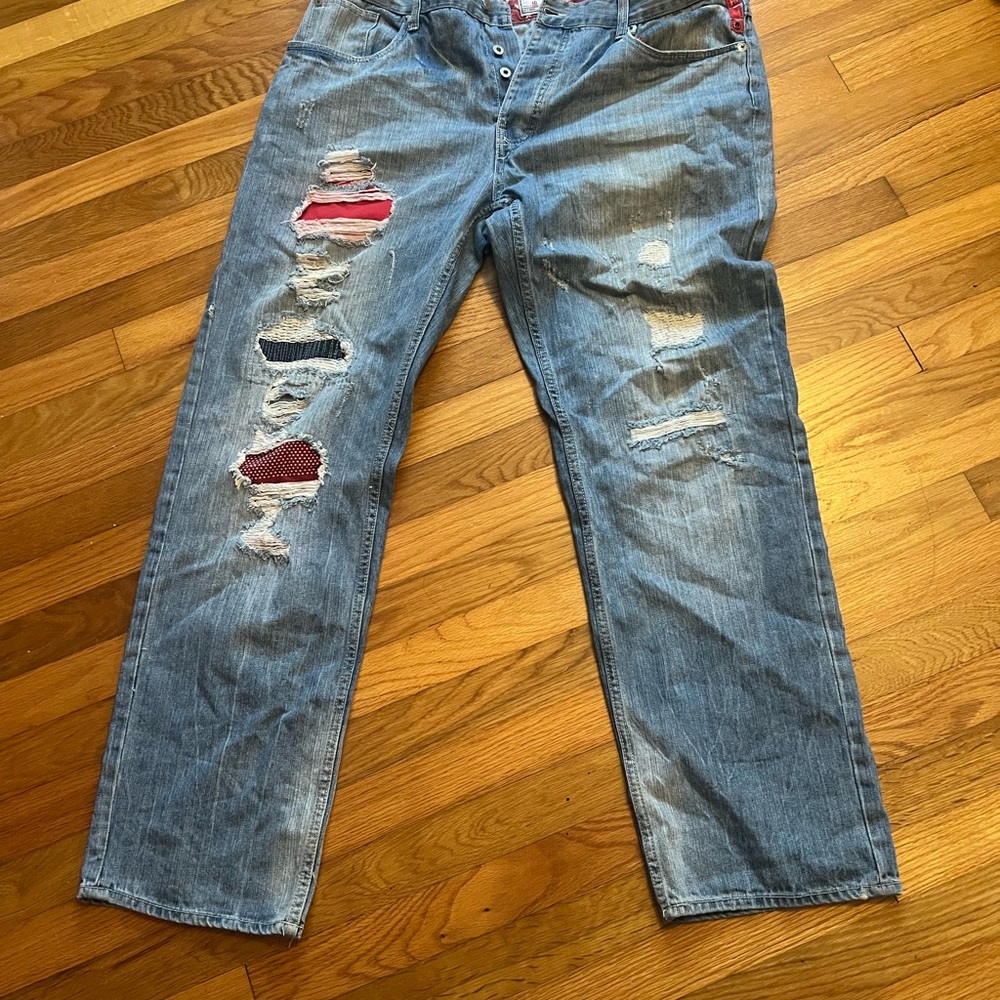 Parish nation Light Blue Distressed Relaxed Jeans